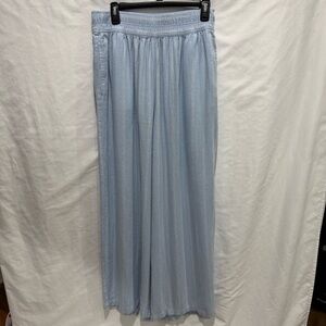 Ava & Viv 1X Wide Leg Linen Blend Pants Resort Wear Coastal Chic Nautical Flowy